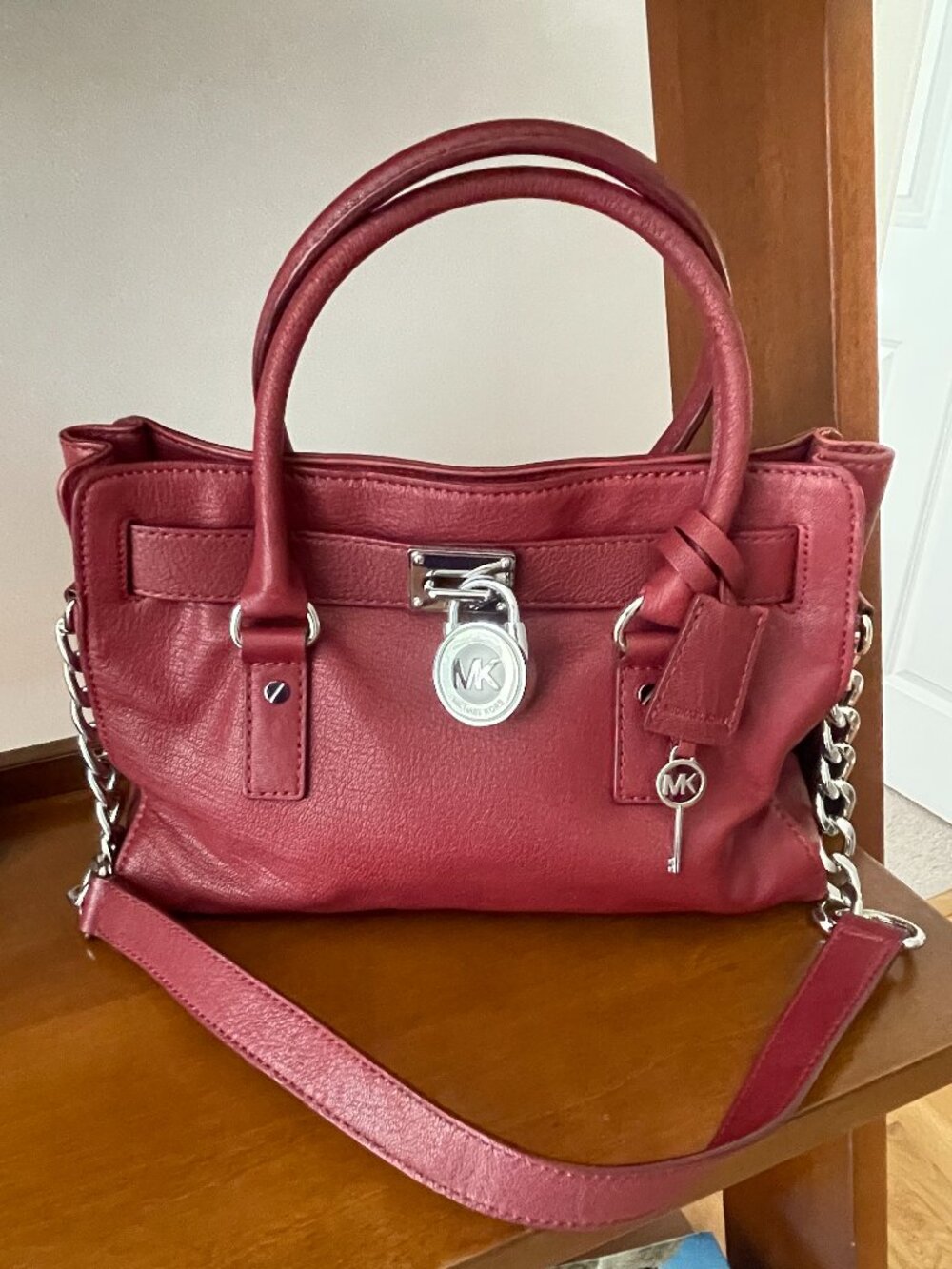 Michael Kors Berry Pebbled Leather Hamilton Satchel 🍇